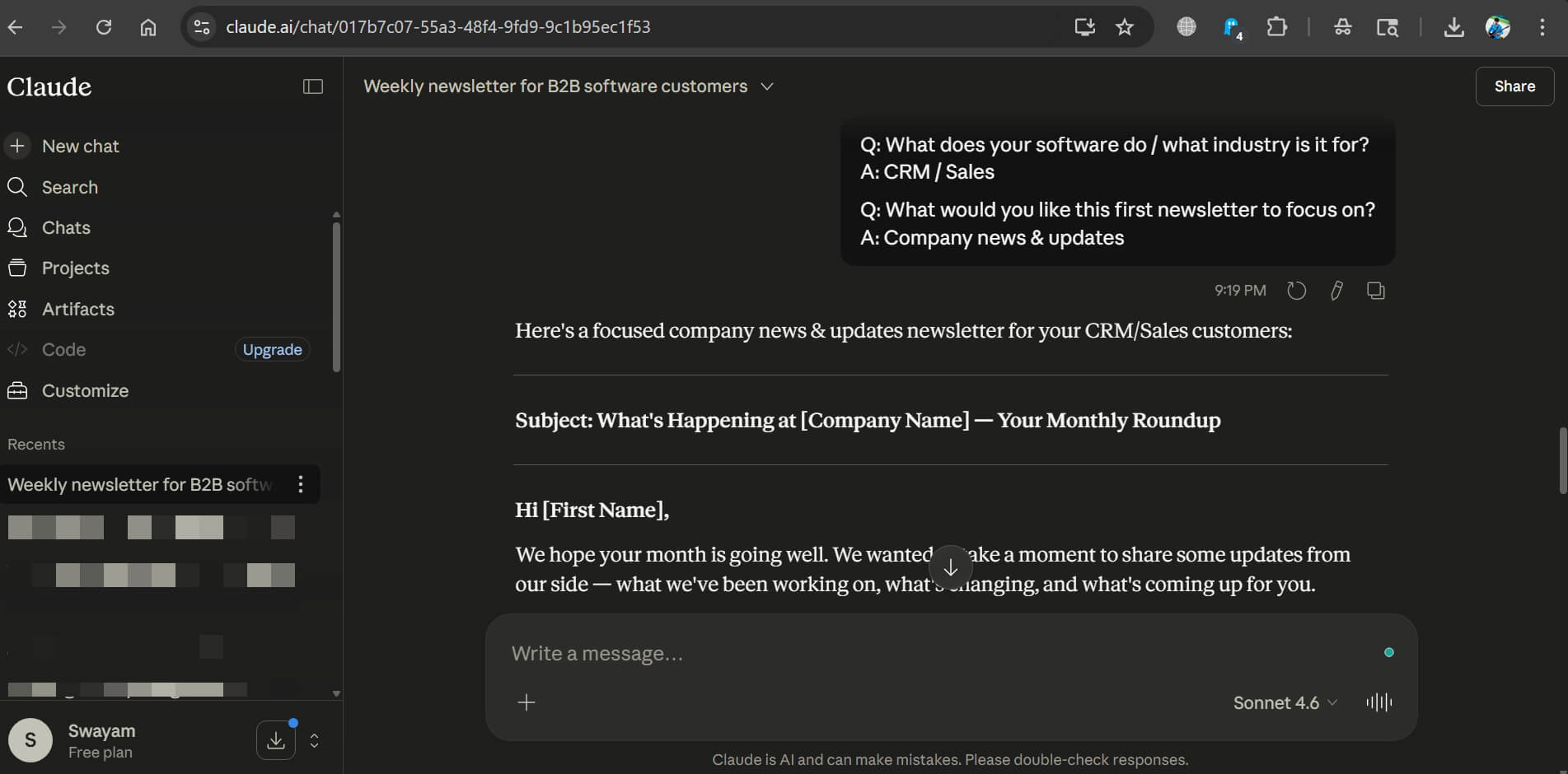 Claude vs ChatGPT: The AI writing comparison that actually matters 9 asking claude to draft a sample newsletter