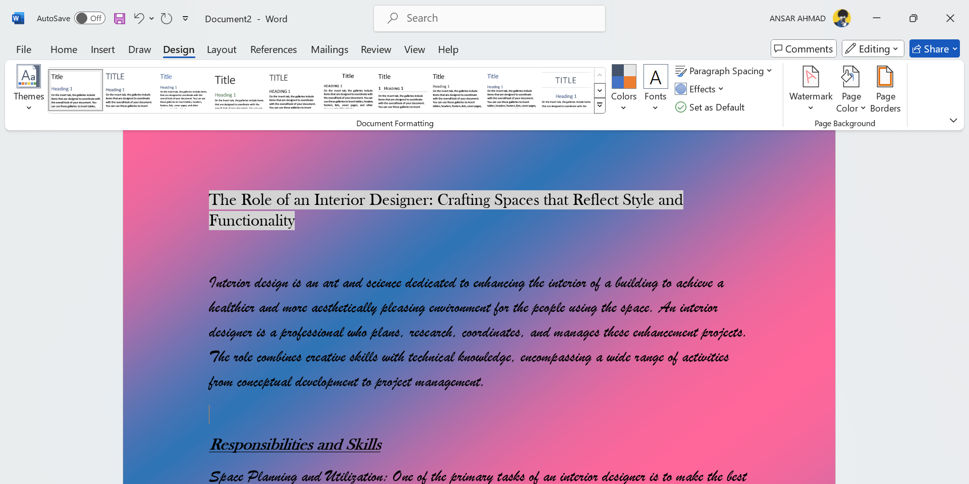 How to Add a Background in Microsoft Word 11 Added gradient color to the background
