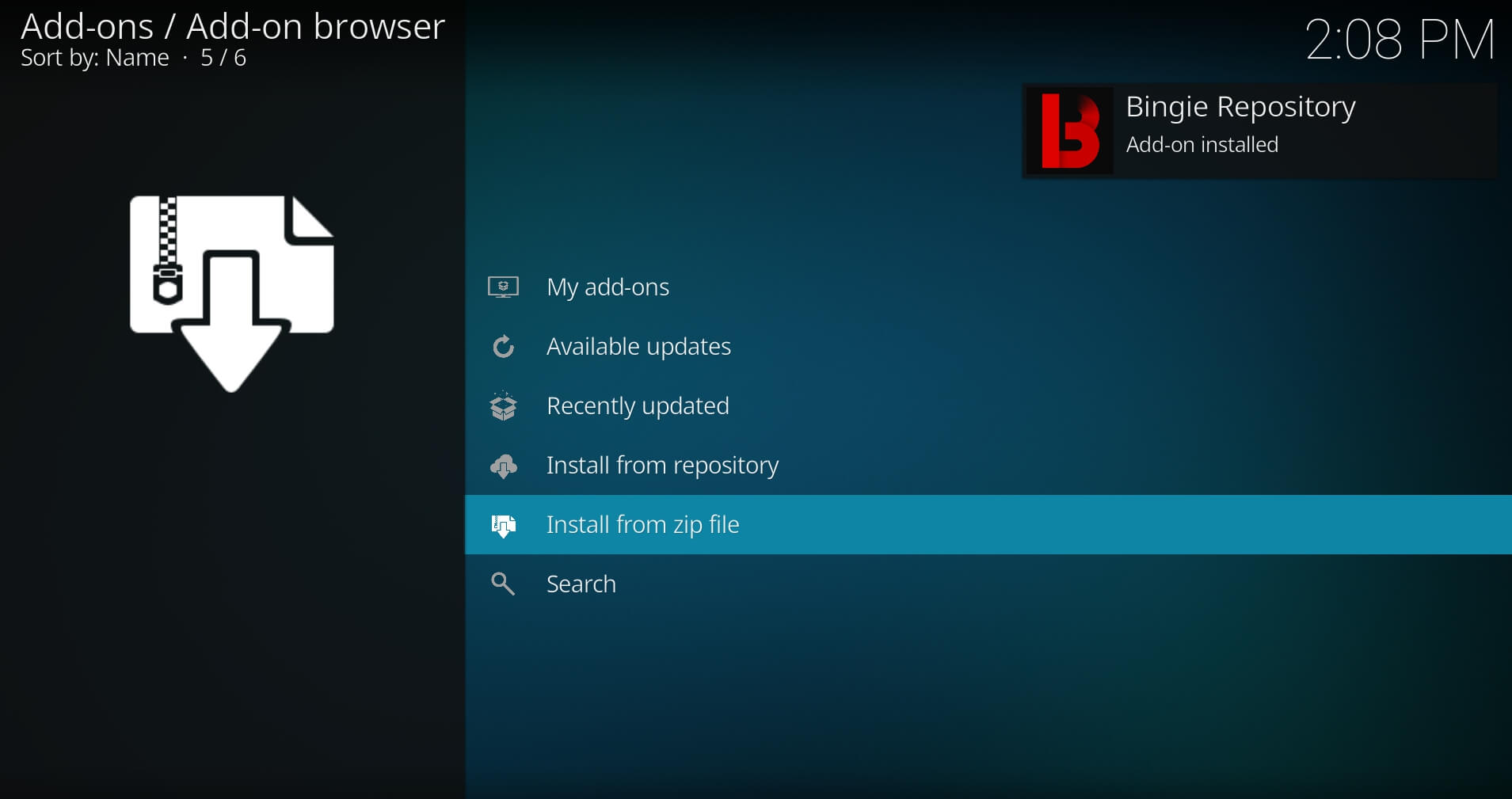 bingie repository installed