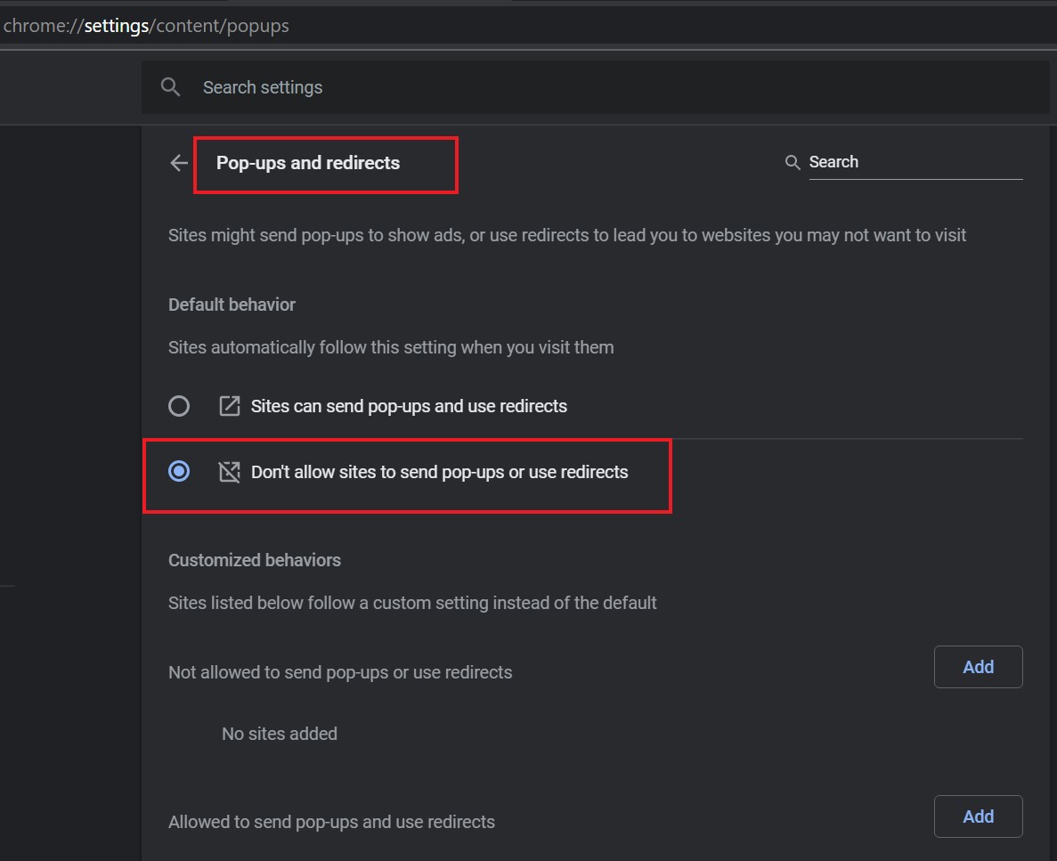 block pop ups in Chrome