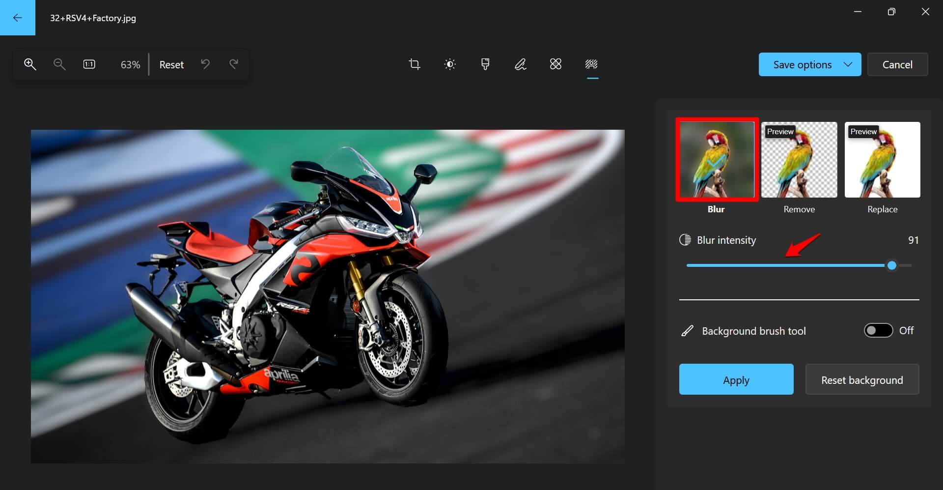 How to Make Background Transparent in Windows Photos App 12 blur the background of image in Windows photos app
