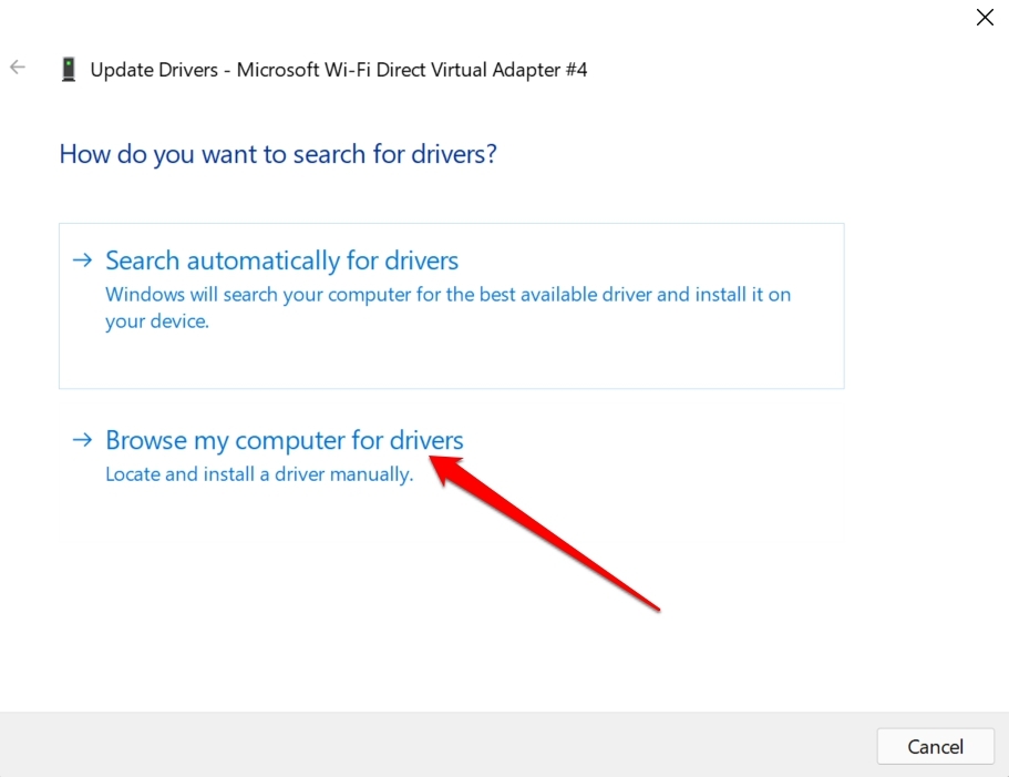 How to Fix WiFi Option Missing on Windows 11? 8 browse my computer for drivers manually