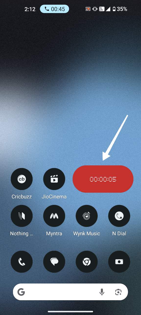 How to Record Calls on Nothing Phone 6 call being recorded using the widget