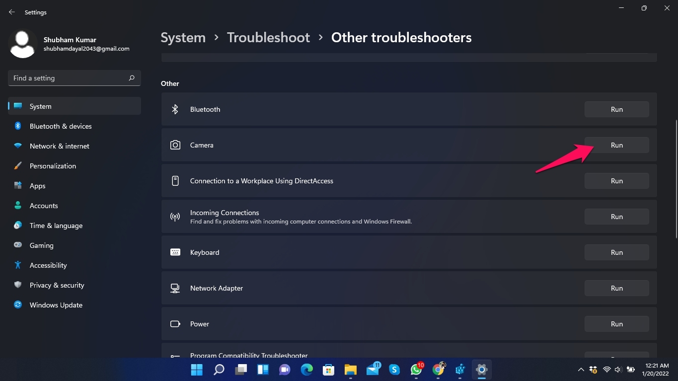 camera troubleshoot