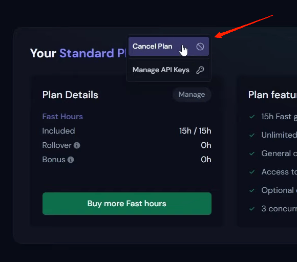 How to Cancel your Midjourney AI Subscription? 6 Now, click on Cancel Plan.