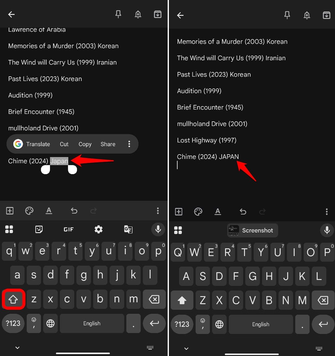 I Used These Gboard Tricks on Android to Edit and it Made Typing Easier 5 change cases in Gboard using Shift key