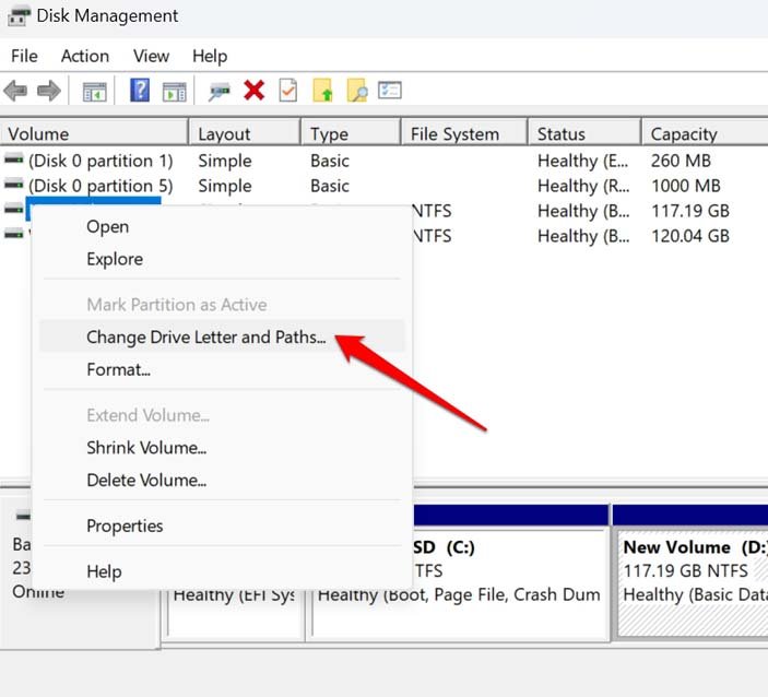 change drive letter and paths