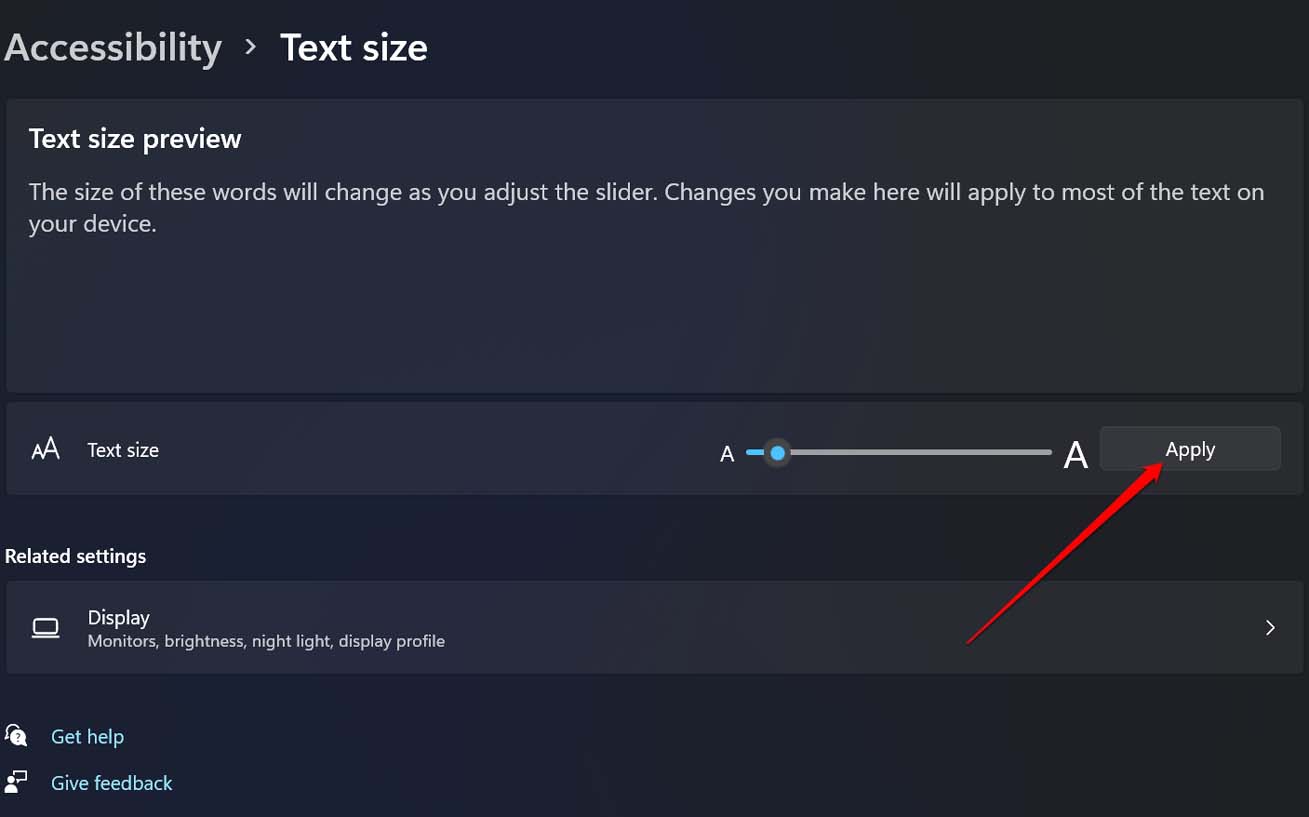 change font text size in Windows