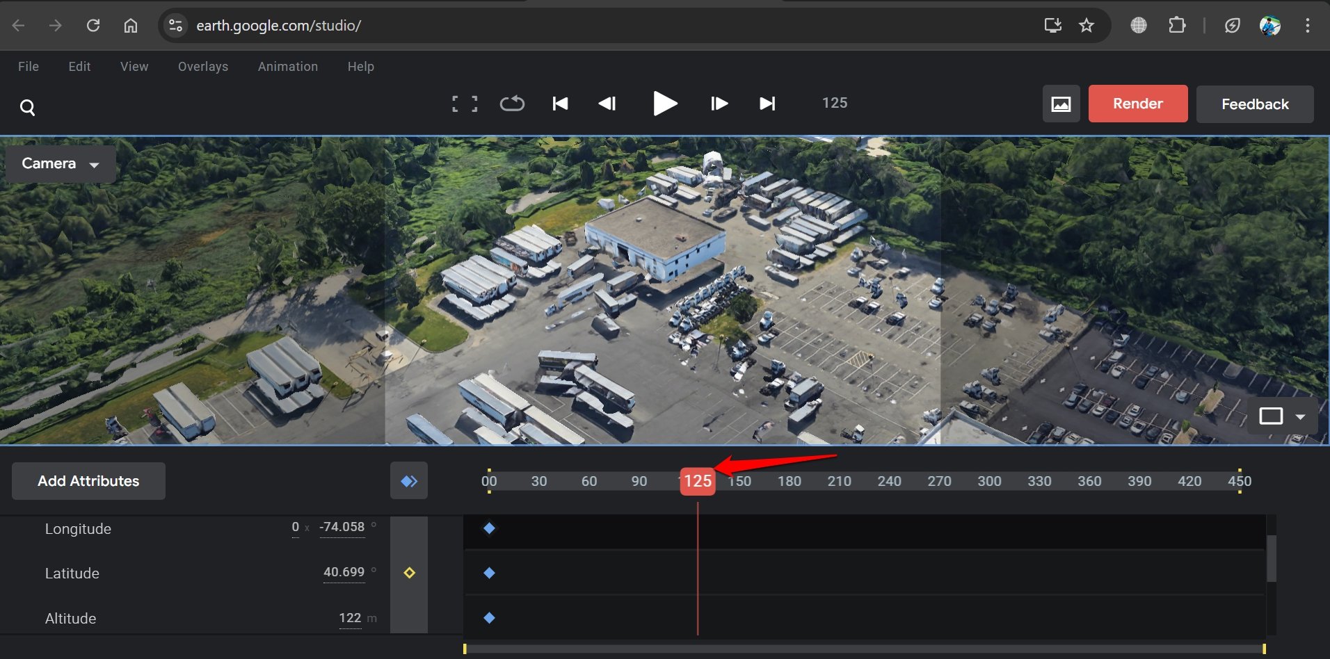 How to Create Fake Drone Shots Using Google Earth Studio? 19 change frame in google earth studio