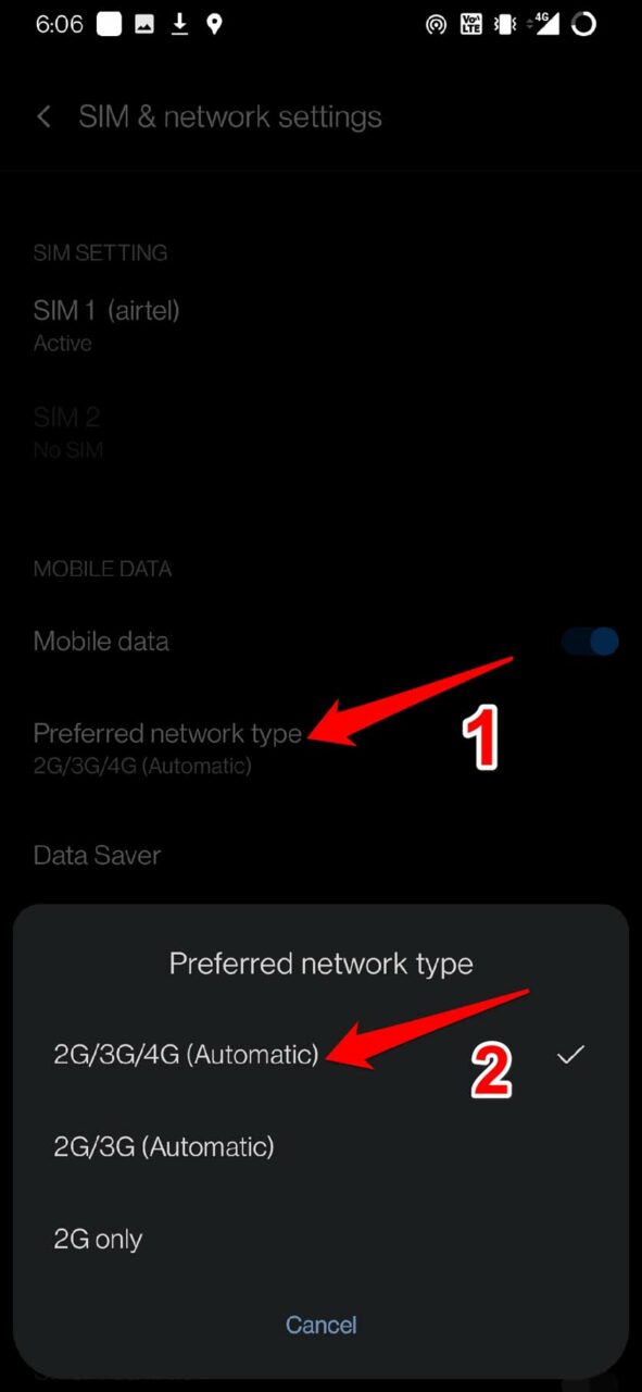 How to Fix Mobile Internet Data Not Working on Android? 5 change preferred network type