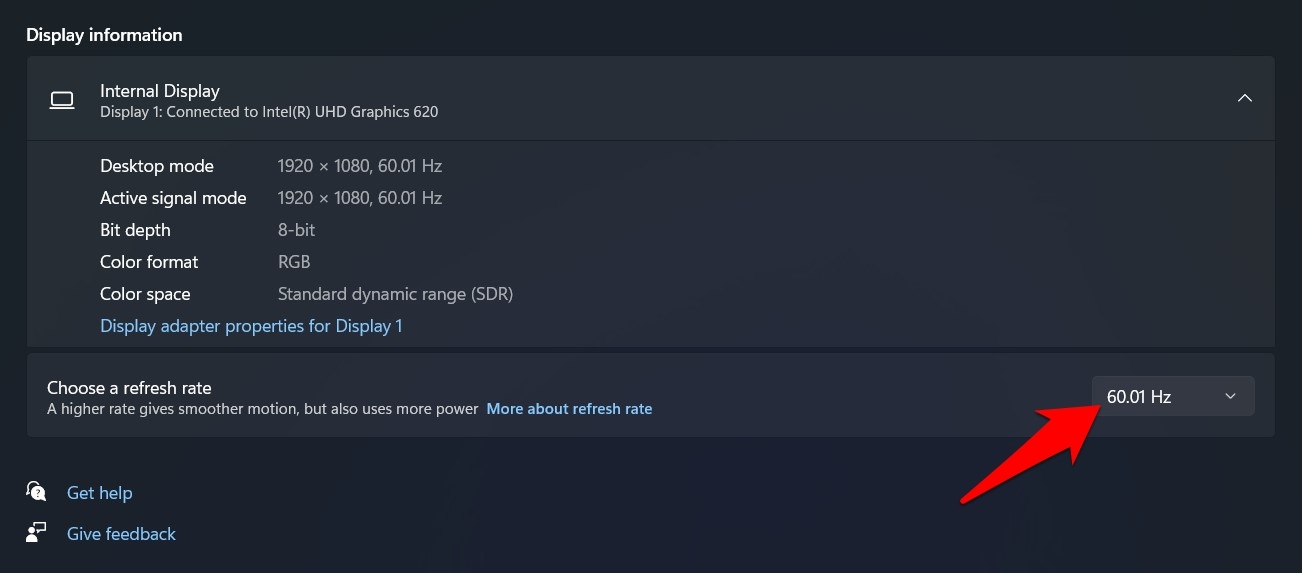 change refresh rate windows 11