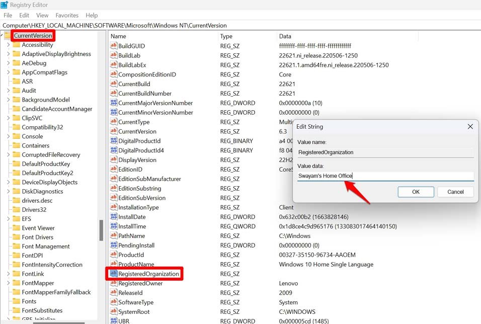How to Check or Change Registered Owner and Organization Name in Windows 11? 8 change registered organization name in Windows 11