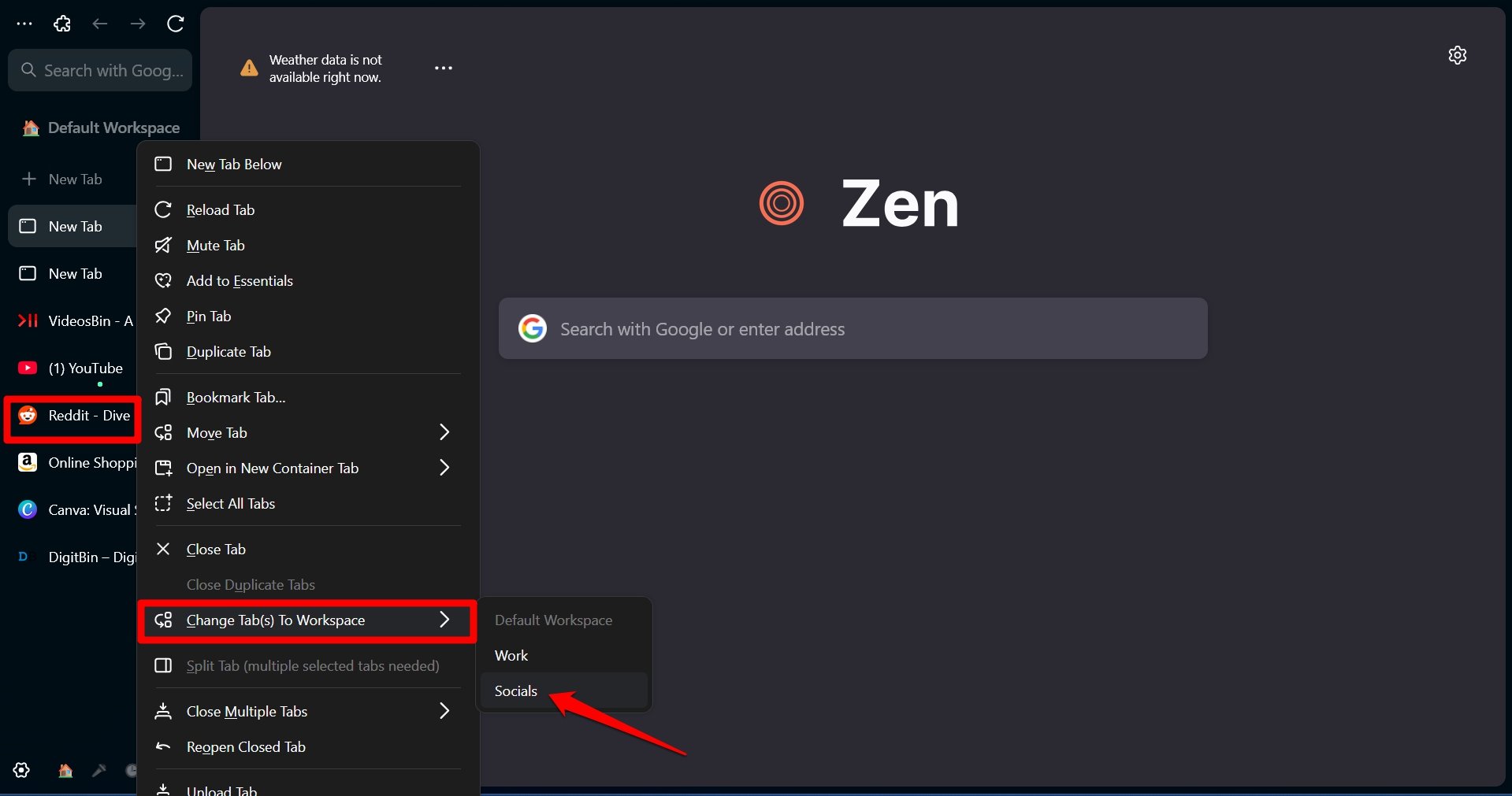 Zen browser: Firefox-based Cybersurfer that is out to Kill Chrome? 21 change tab to second workspace