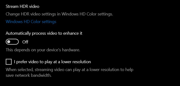 How to Improve Video Quality Windows? 7 change the Stream HDR video option