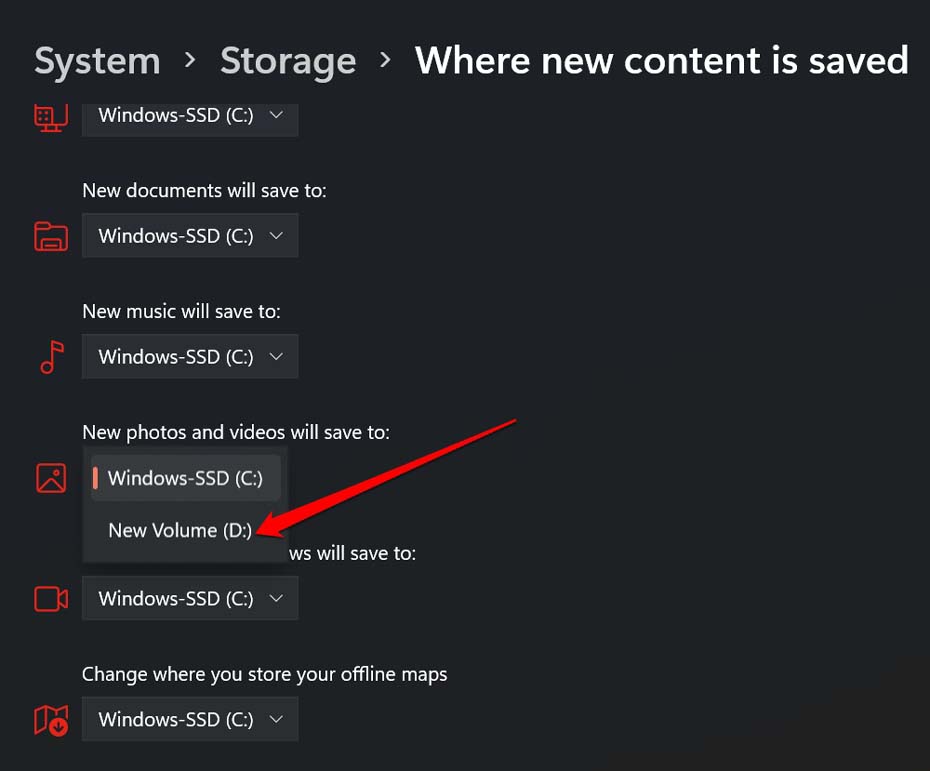 change the default download location