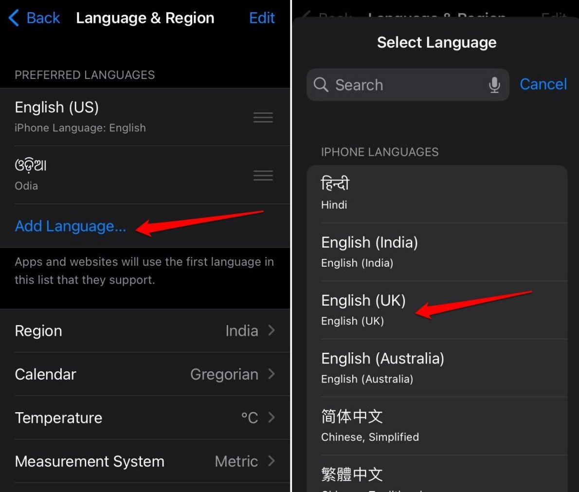 change the iPhone language