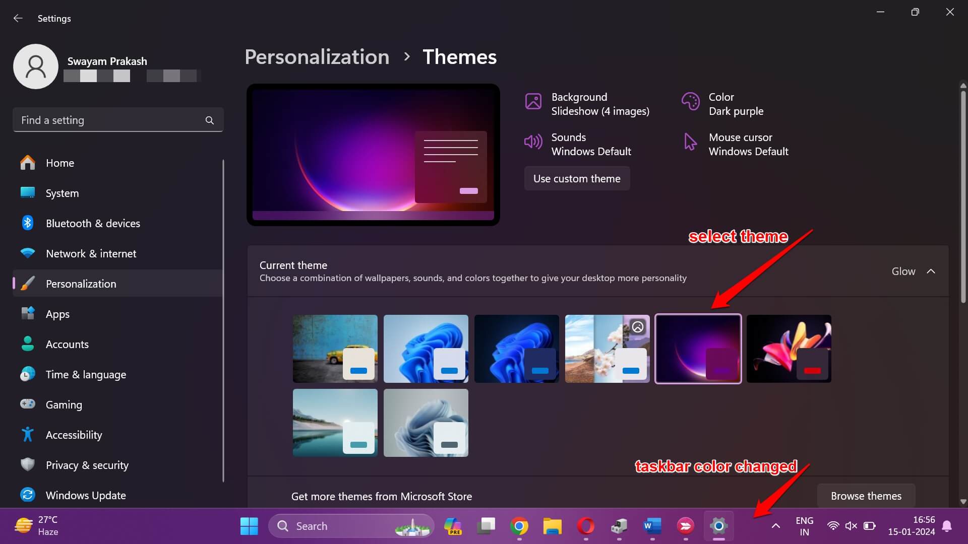 How to Change Color of Taskbar on Windows 11 8 change-theme-on-Windows 11 to change the taskbar color
