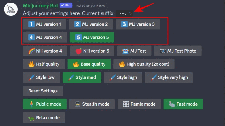 How to Fix Midjourney Image Weight Not Working Issue? 4 change your Midjourney version from its settings