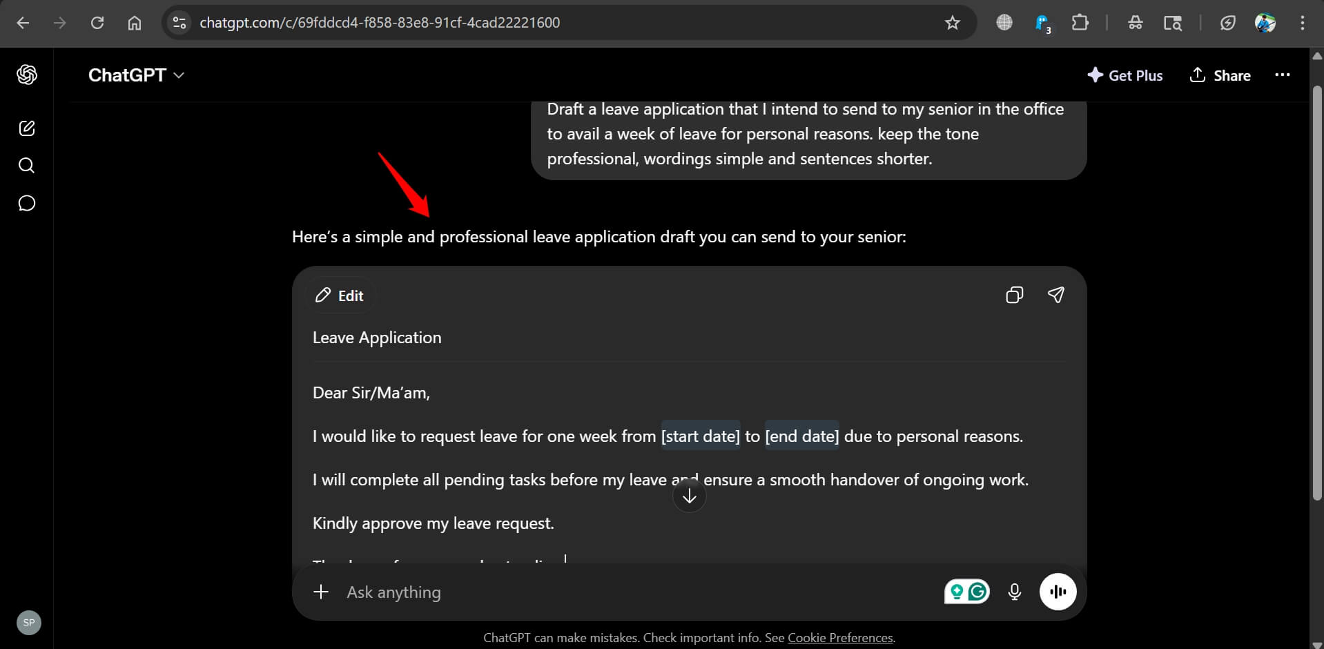 Claude vs ChatGPT: The AI writing comparison that actually matters 3 chatGPT drafts a letter based on user prompt