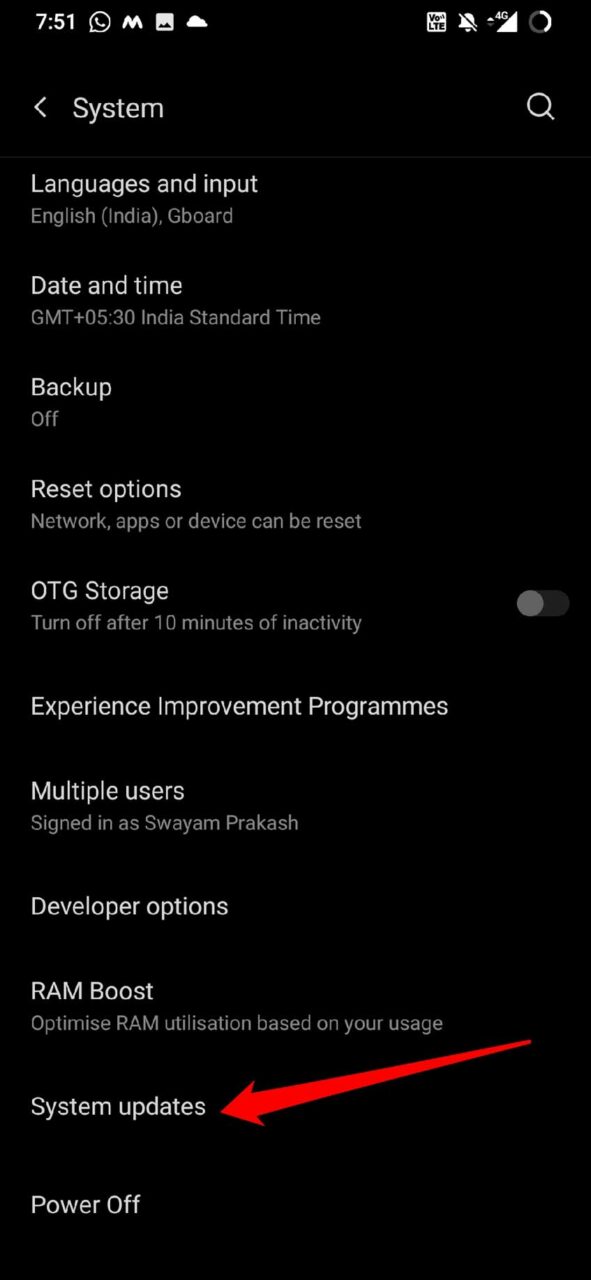 check for Android System updates