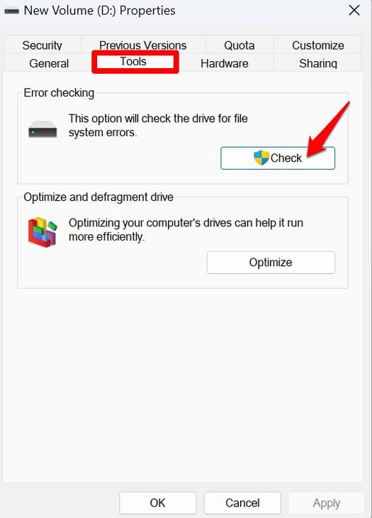 check for errors on external hard drive