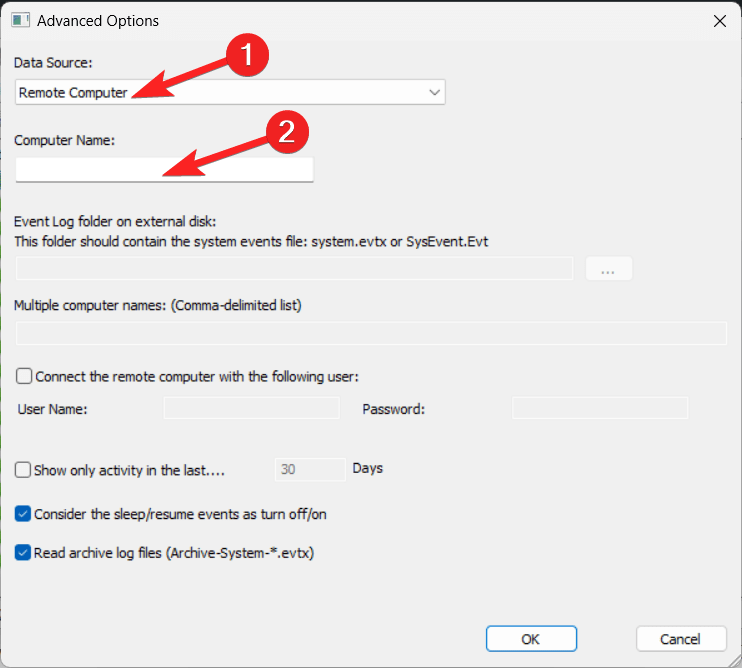 choose data source and type computer name