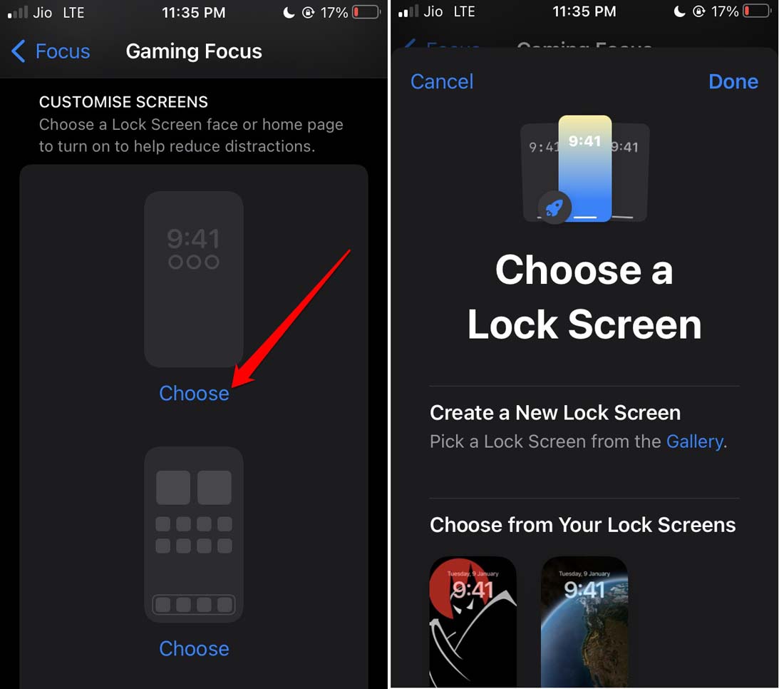 How to Use Focus Mode While Playing Games on iOS 16? 12 choose lock screen