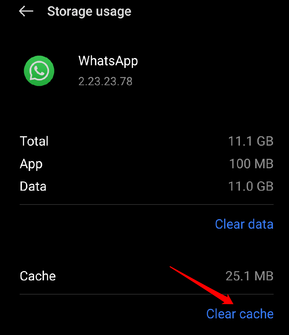 WhatsApp Not Showing Contact Names? How to Fix It 14 Choose "Clear cache ".