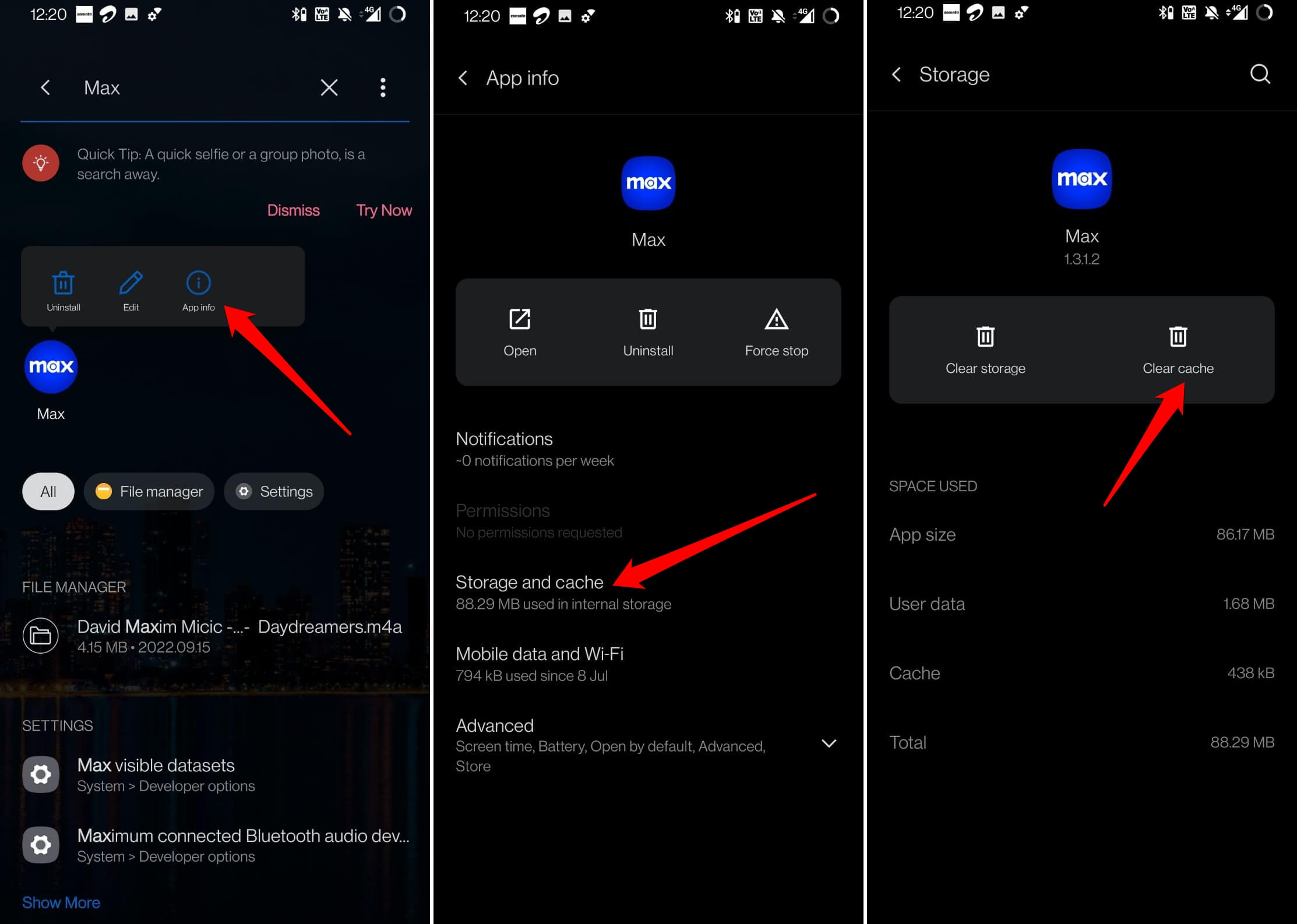 How to Fix Can't Login to Max App on Android? 3 clear cache of Max app