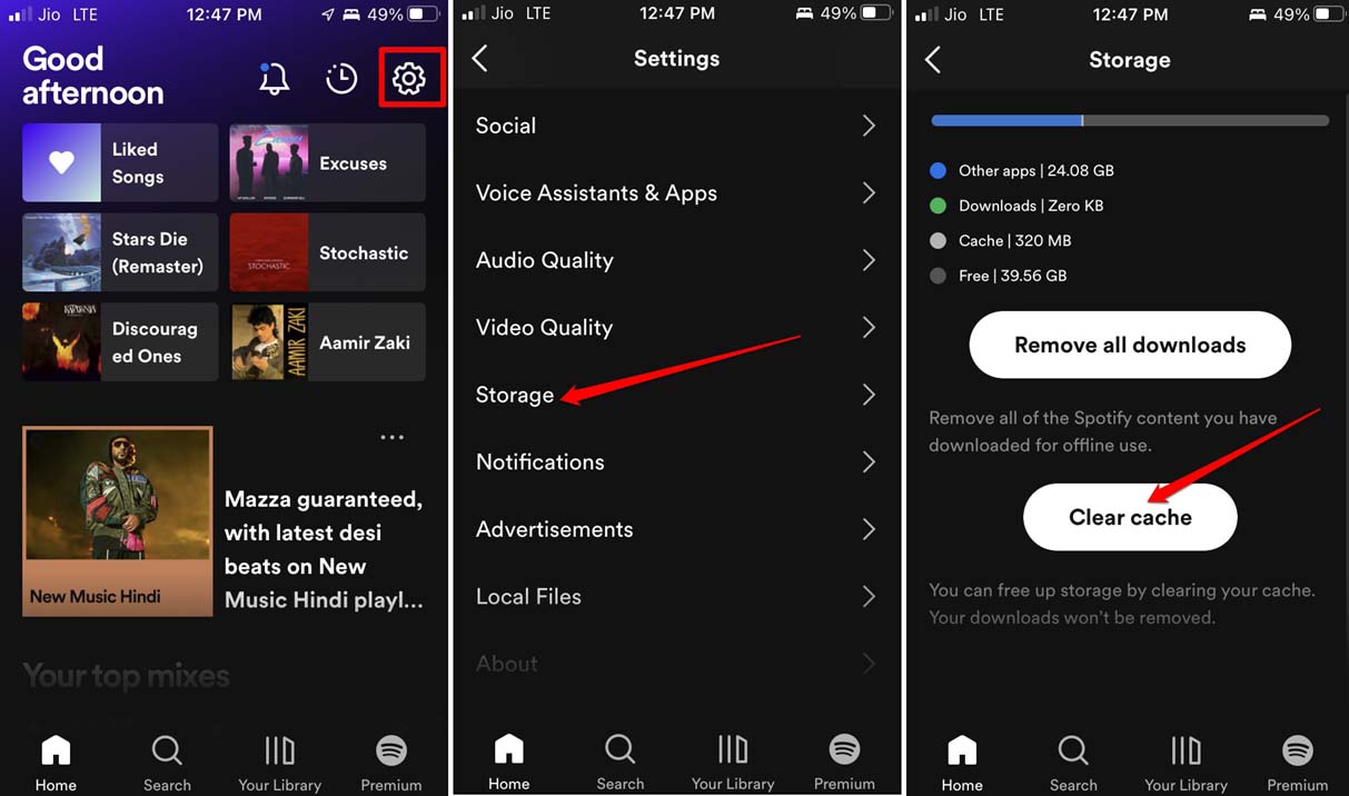 How to Fix Spotify Not Working on iPhone? 2 clear cache of Spotify iOS