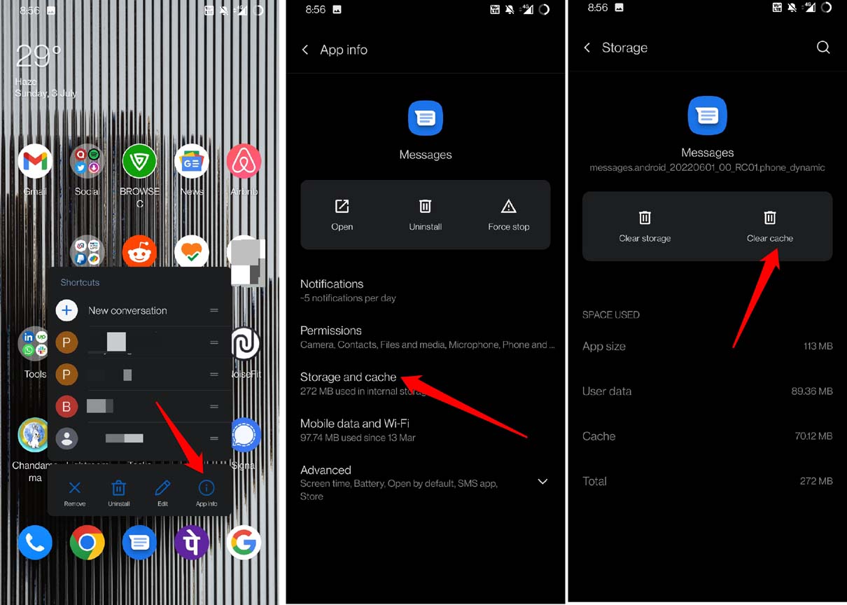 How to Fix Google Messages for Web Not Working? 4 clear cache of messages app