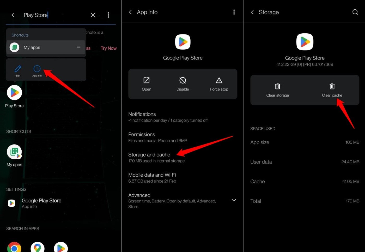 How to Fix Google Play Error Code 492 7 clear the cache of Play store app