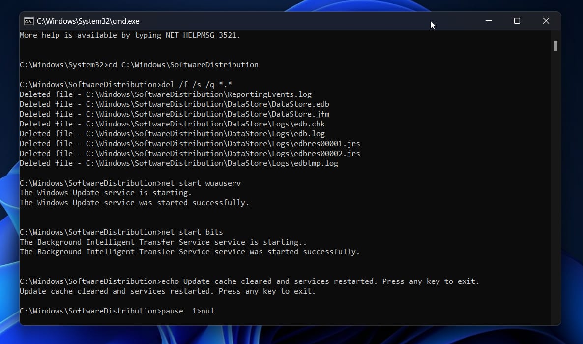 How to Clear Update Cache on Windows 11 19 clear update cache using bat file