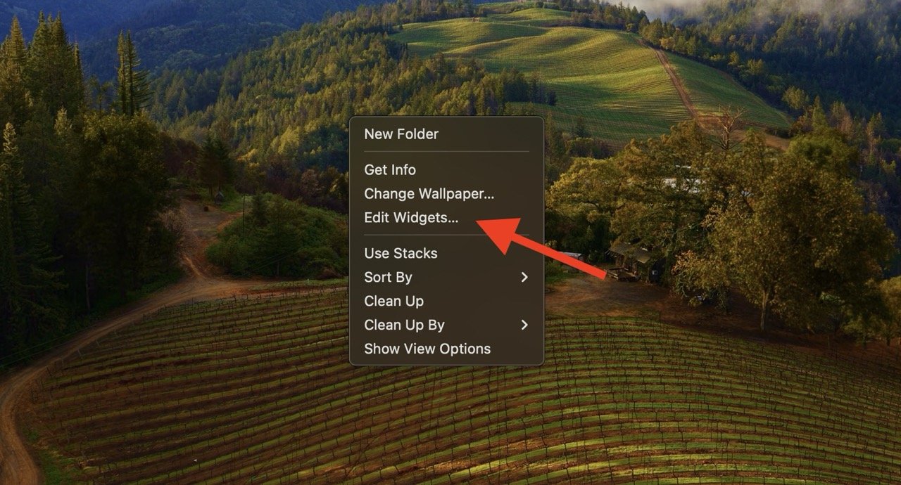 Click Edit Widgets