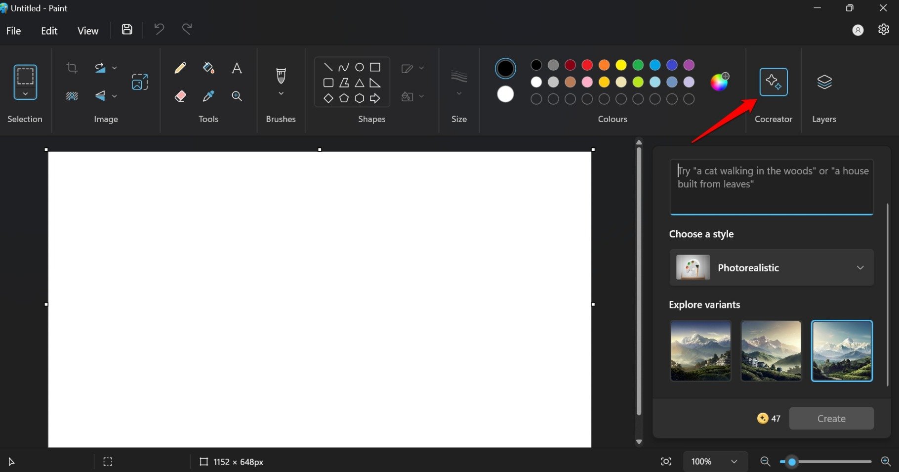 How to Create AI Images in Paint on Windows 11 13 click on Cocreator