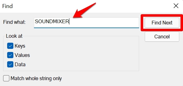 click on Find Next