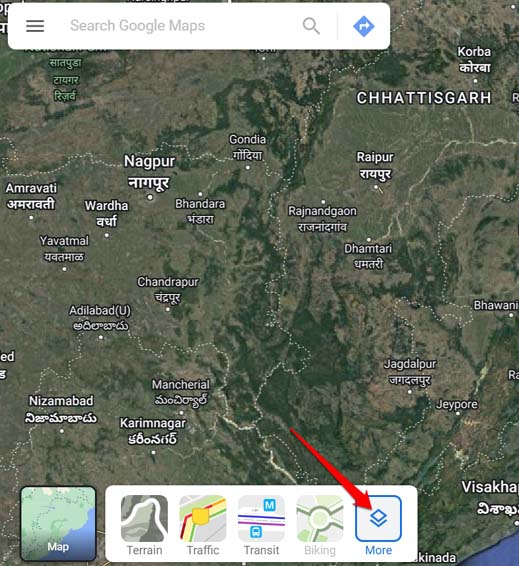 How to Check Air Quality Index and Wildfires on Google Maps? 9 click on More