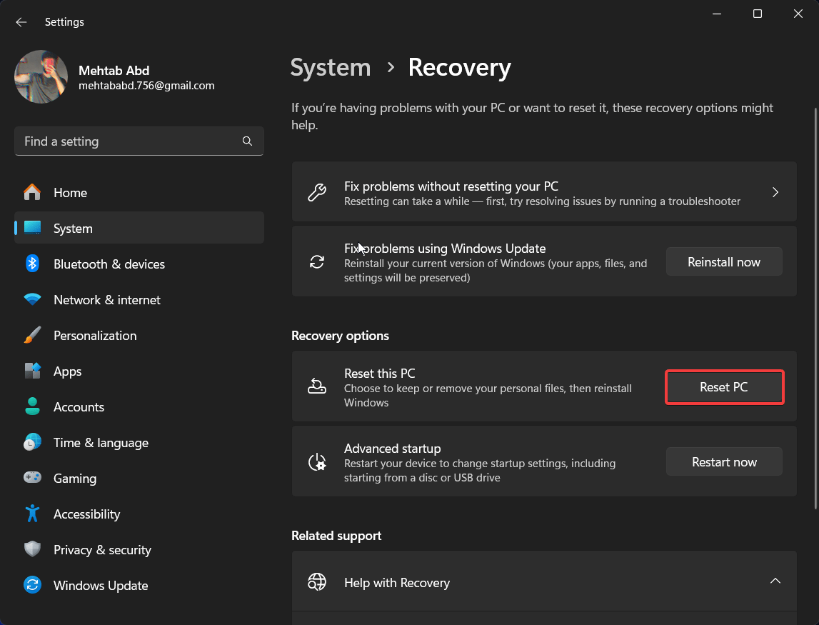 What to do if your PC Randomly Shutting Down 34 click on Reset PC