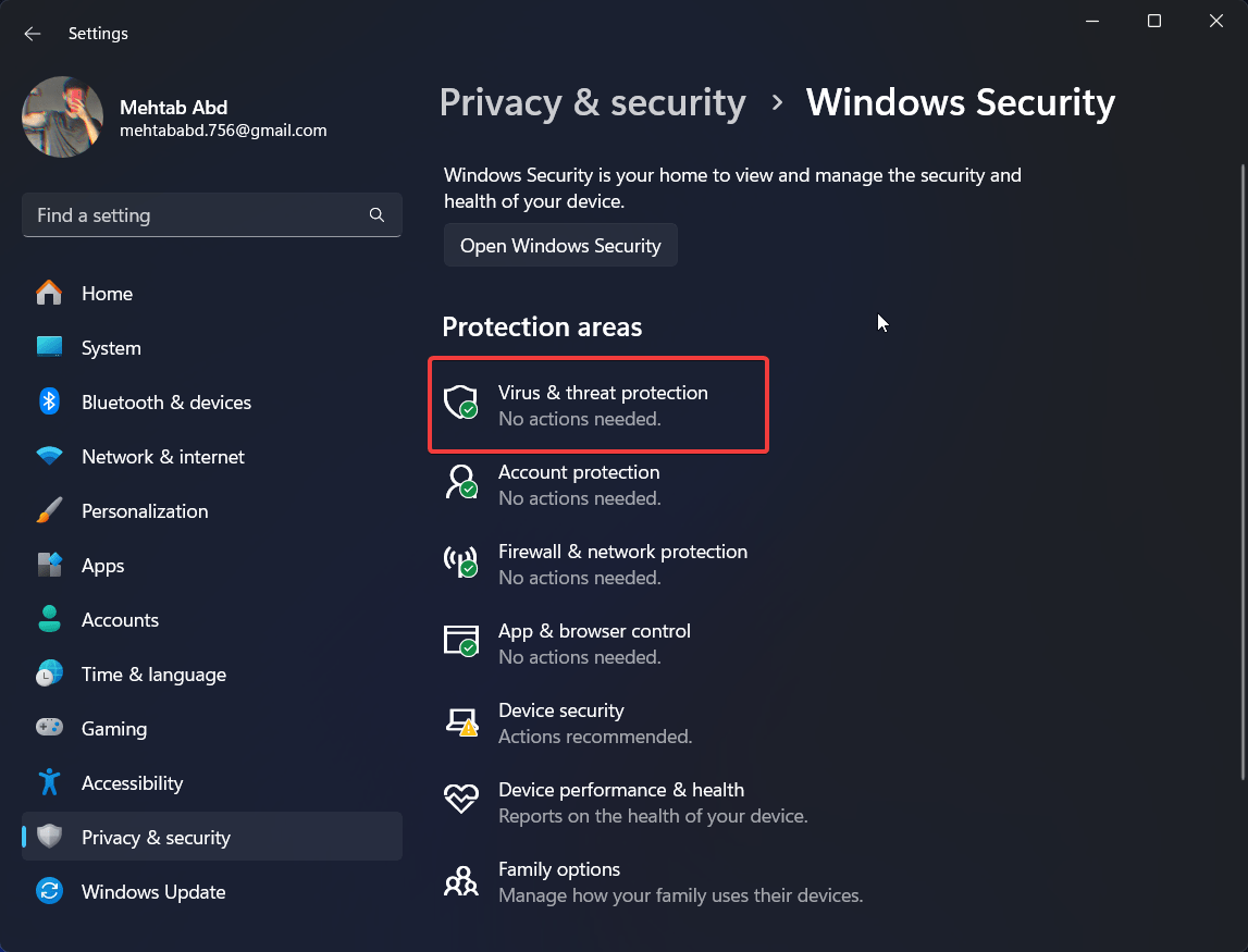 What to do if your PC Randomly Shutting Down 17 click on Virus & threat protection