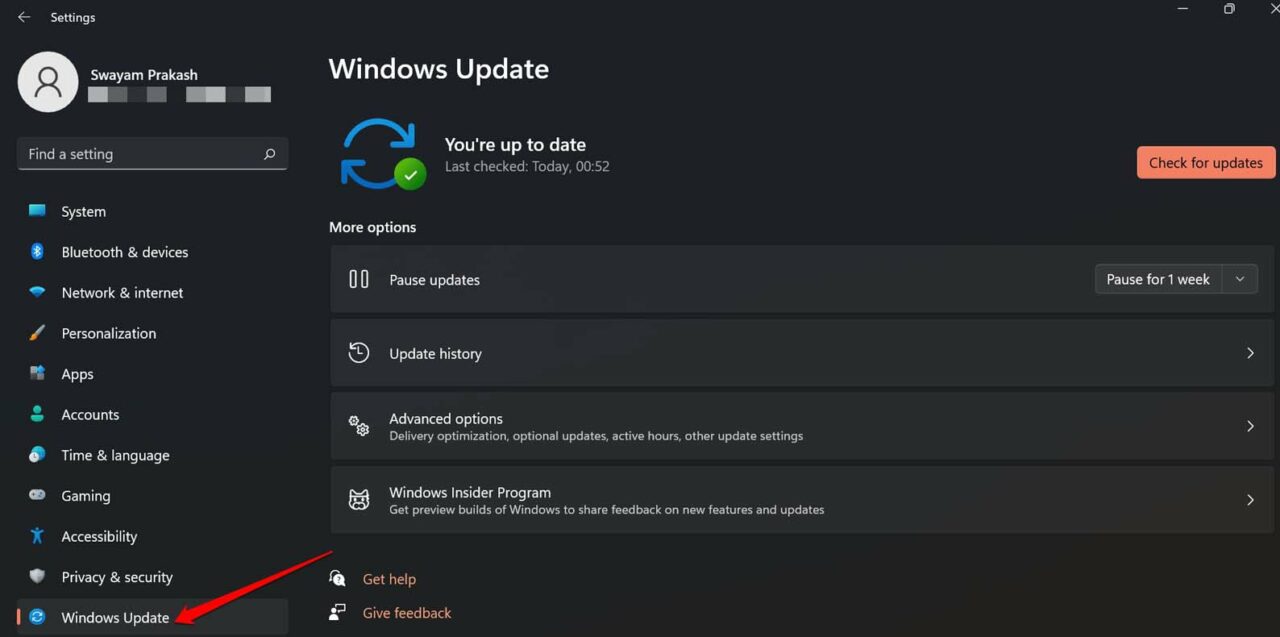 click on Windows Update