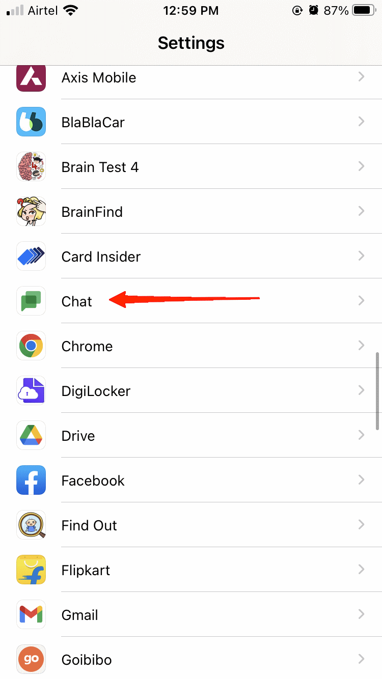 How to Fix Google Chat Not working on iPhone? 5 click-on-the-Chat-optio