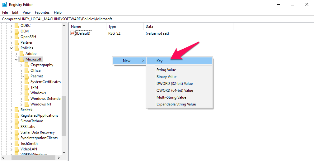 How to Fix Microsoft App Store Error 0x800704EC in Windows 10? 25 click on the New -> Key and give the name WindowsStore