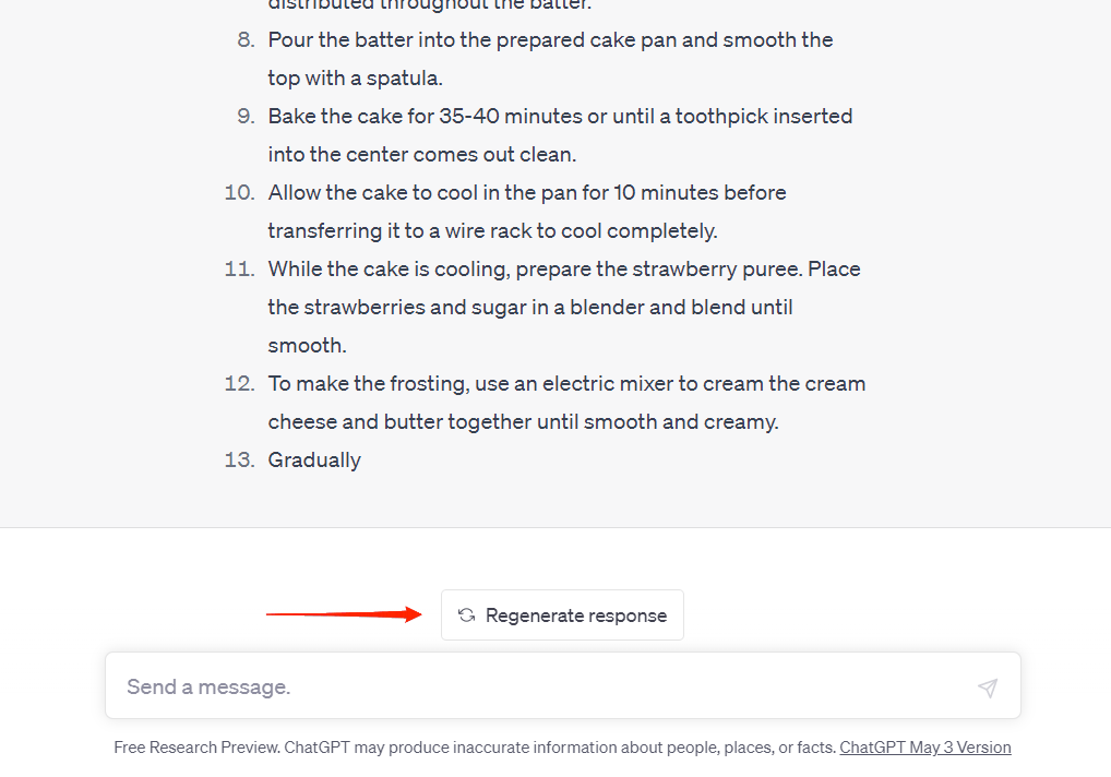 How to Fix it When ChatGPT is Stuck and Can't Complete a Response? 8 click on the Regenerate response button