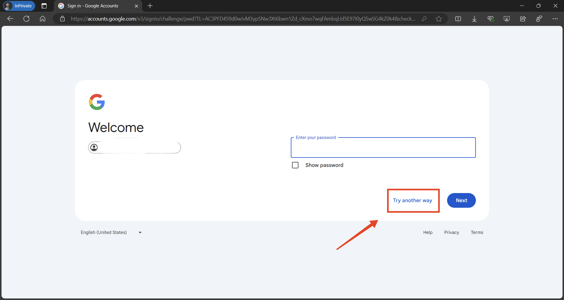 Passkeys on Windows 11: Create, Manage, Use and Delete 7 click on try another way