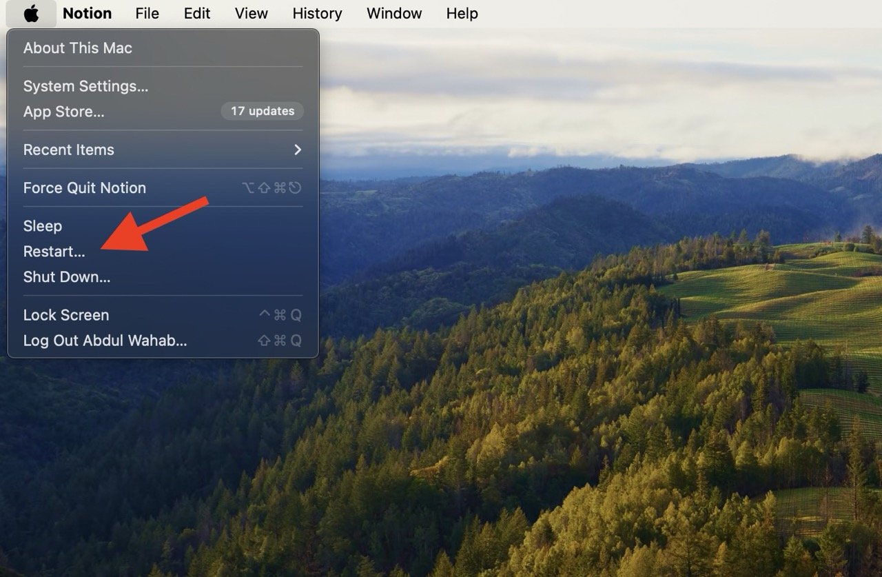 What to do if Touch ID isn't working on your Mac? 3 Click Restart