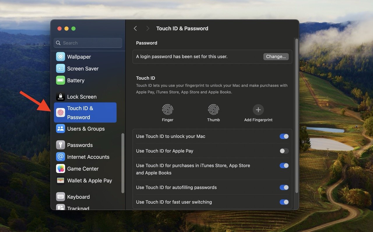 What to do if Touch ID isn't working on your Mac? 7 Click Touch ID and Password