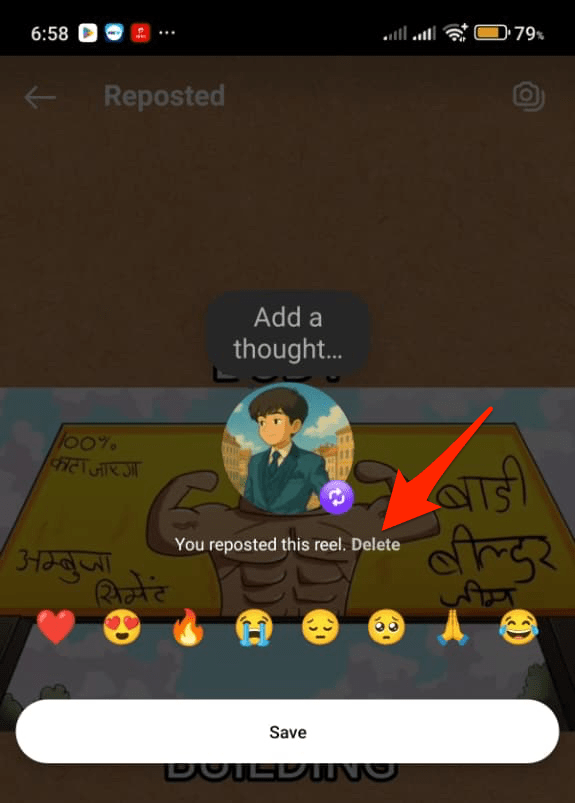 Can you get Rid of Repost option in Instagram? 3 click on the repost button, bottom left, and click on the delete option
