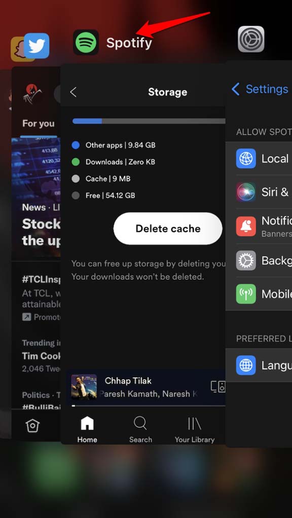 How to Fix Spotify Not Downloading Songs on iPhone? 3 close Spotify from app switcher