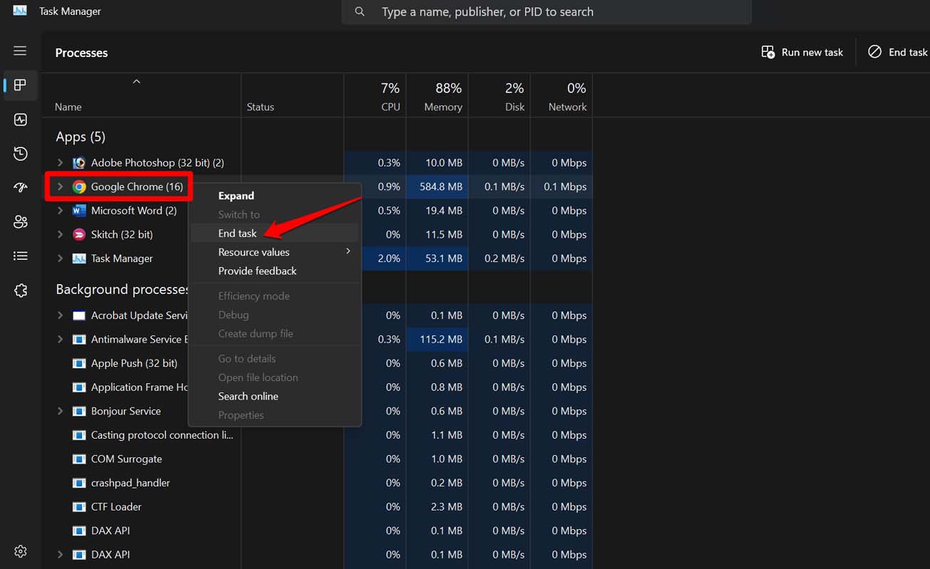close browser from task manager