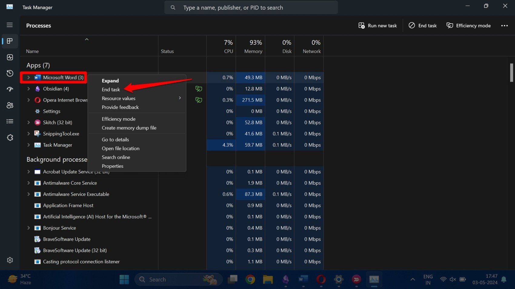 How to Fix Copy and Paste Not Working on Windows 11 3 close microsoft word from task manager